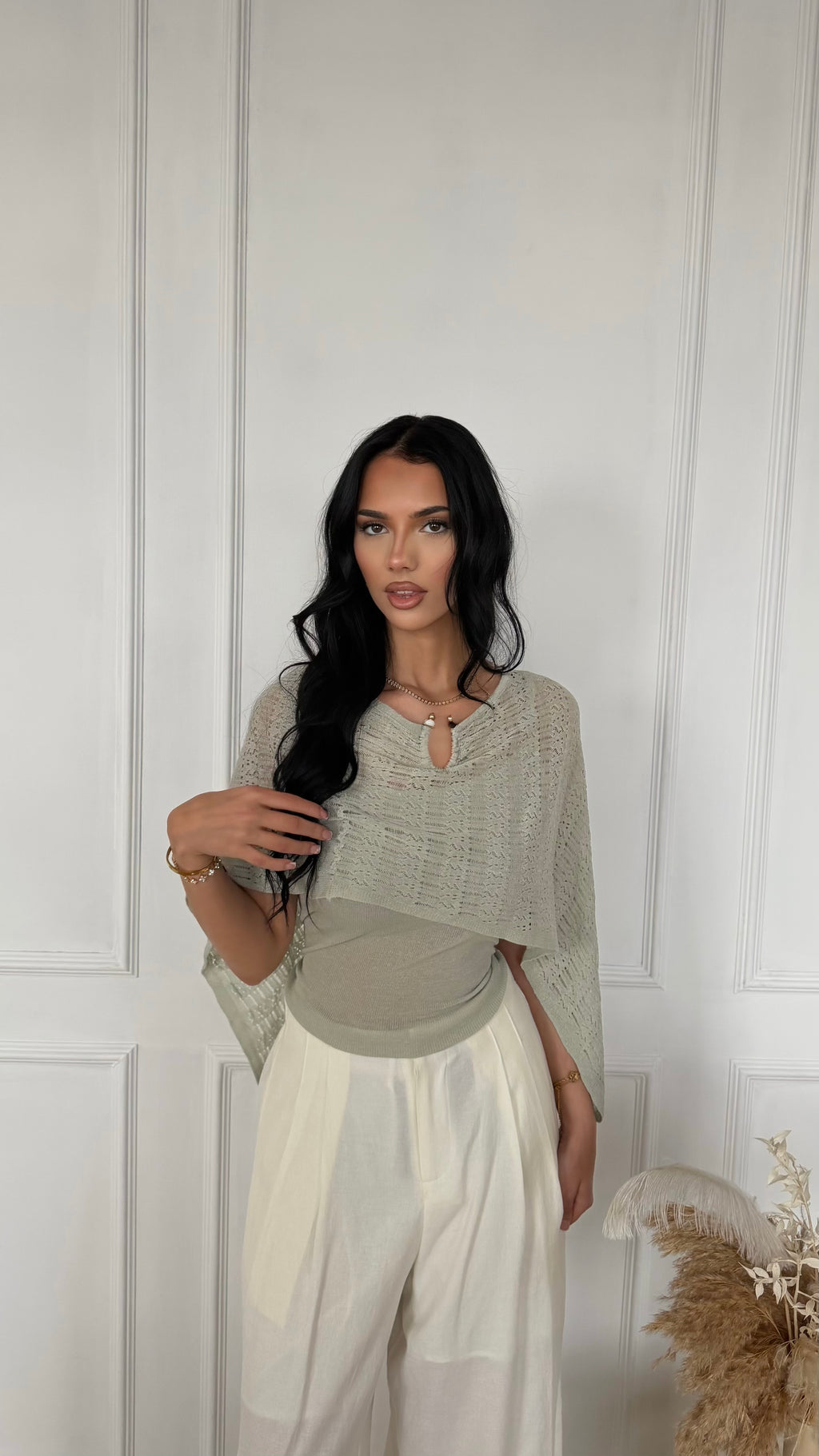 PRE- ORDER Jewelled Neck Knit Overlay Two Piece Set