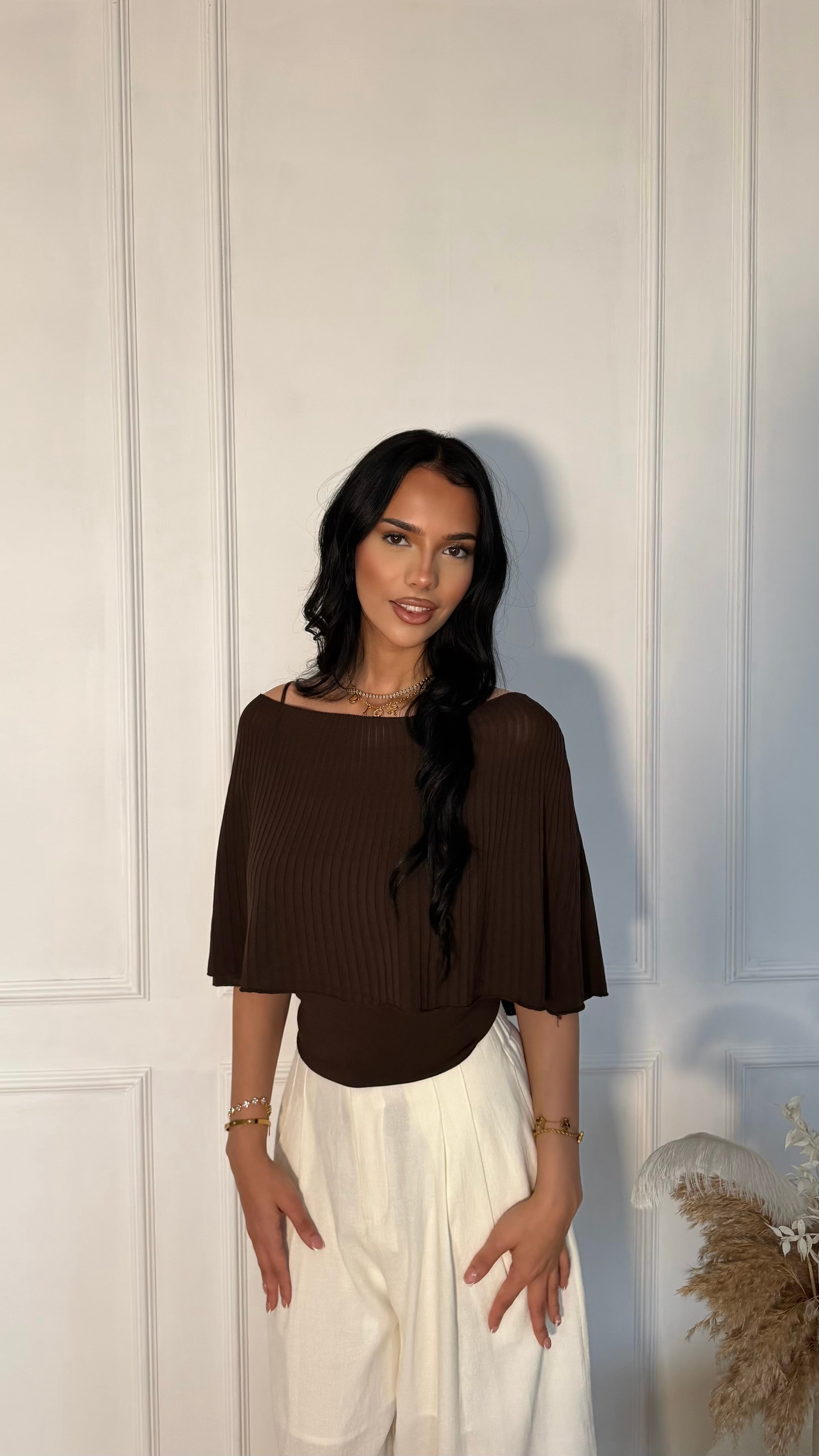 Ribbed Overlay Knit Top