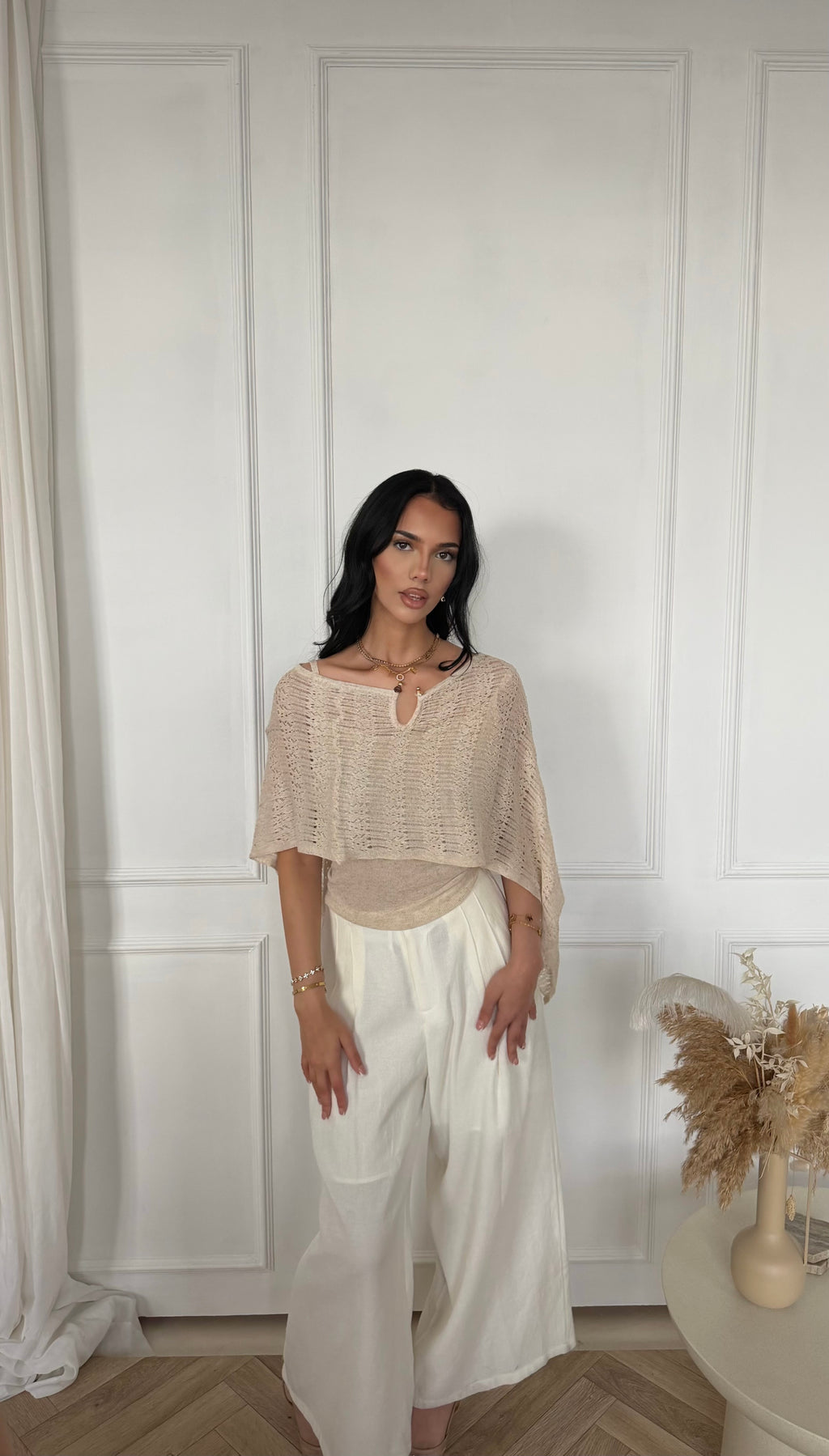 PRE- ORDER Jewelled Neck Knit Overlay Two Piece Set