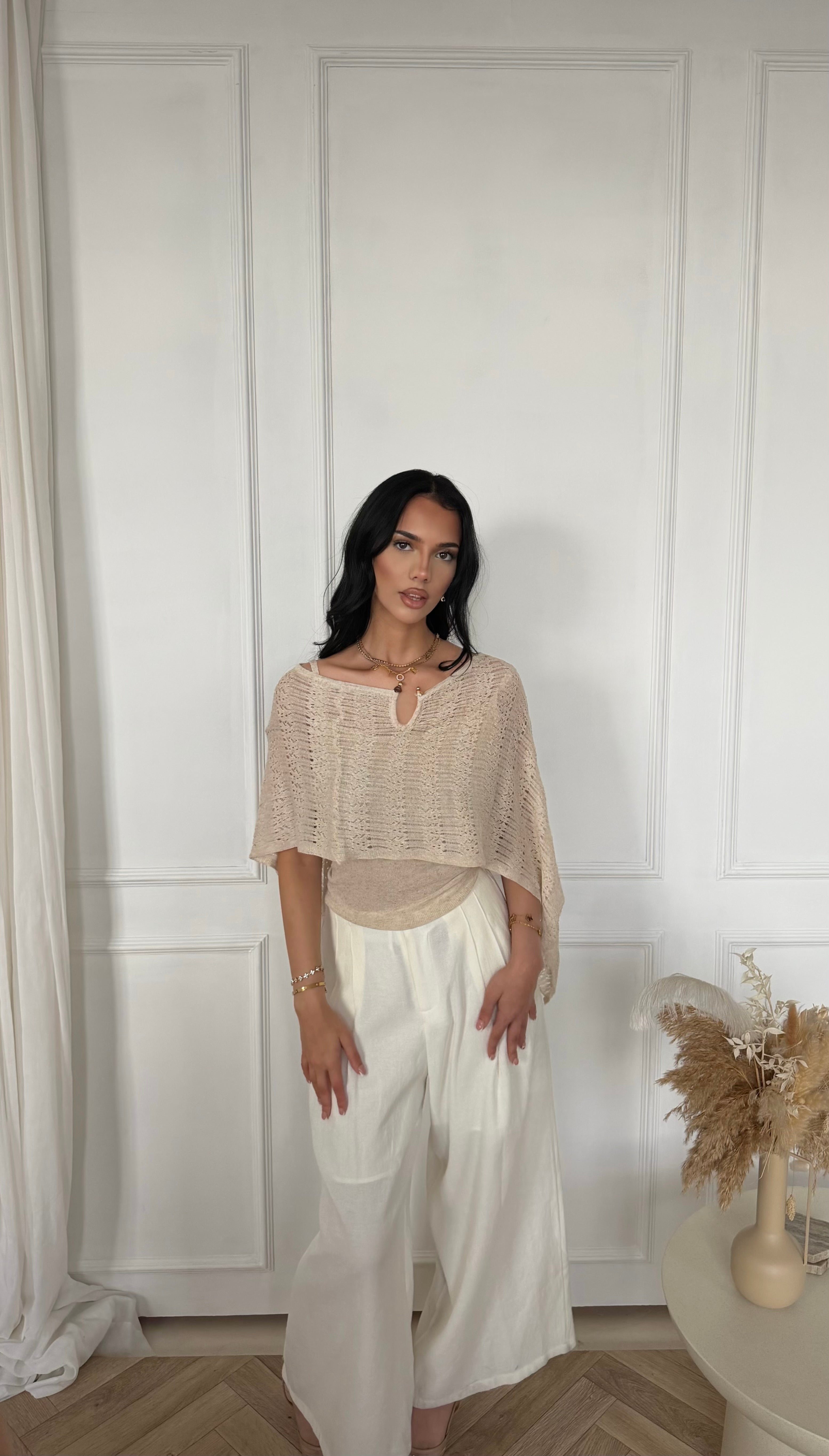 PRE- ORDER Jewelled Neck Knit Overlay Two Piece Set
