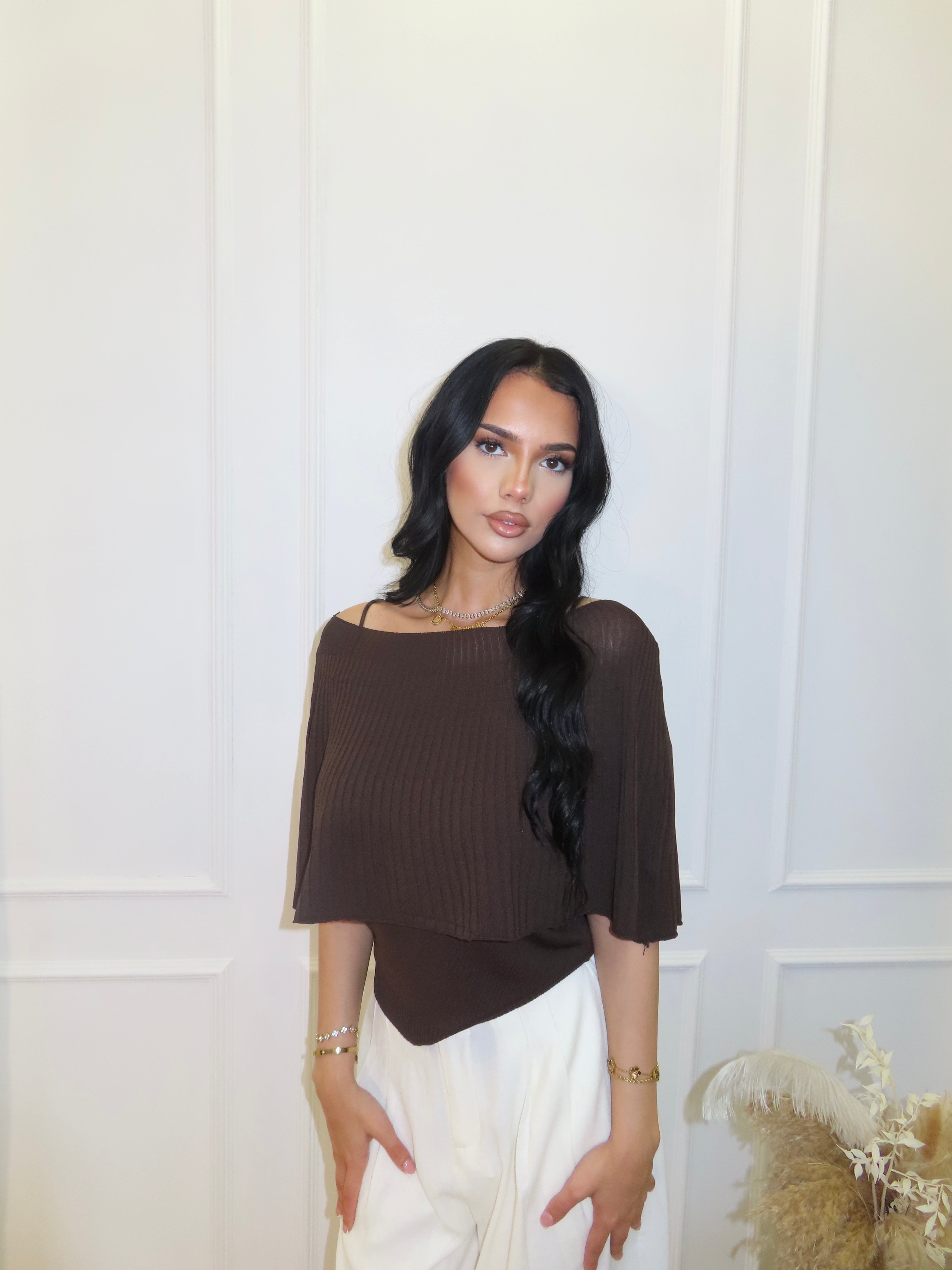 Ribbed Overlay Knit Top