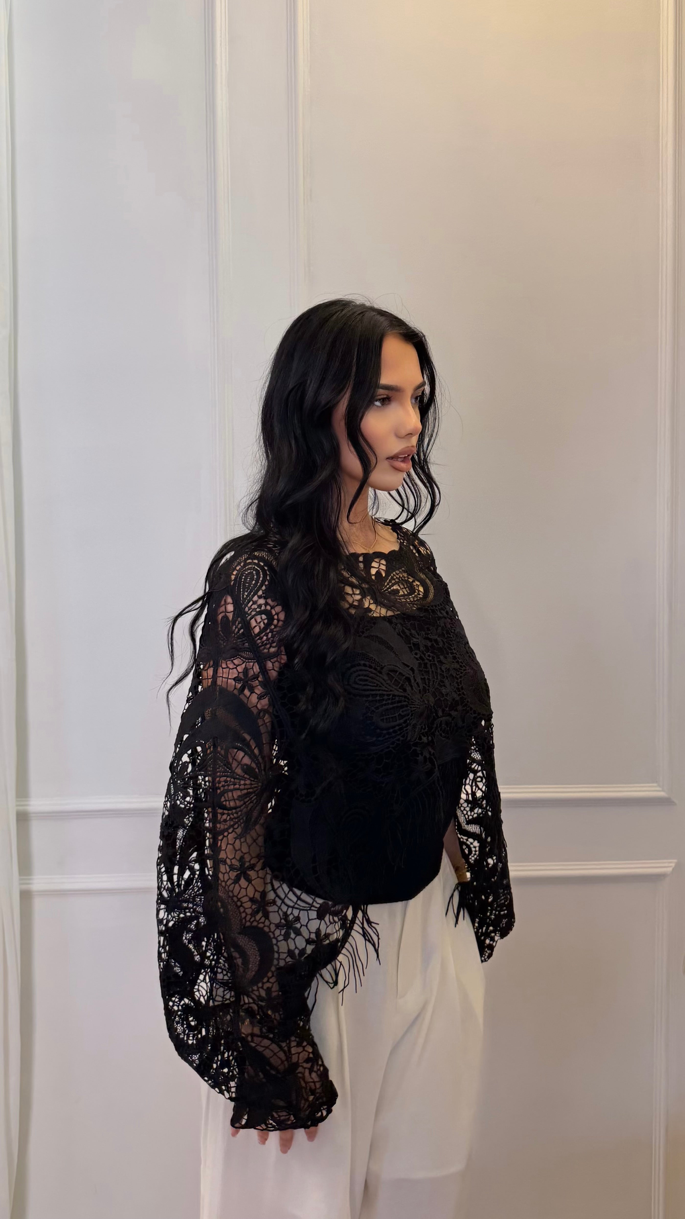 Boho Openwork Asymmetrical Shawl / Layering Topper