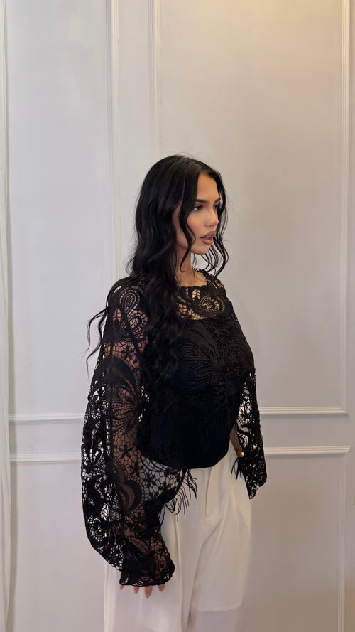 Boho Openwork Asymmetrical Shawl / Layering Topper