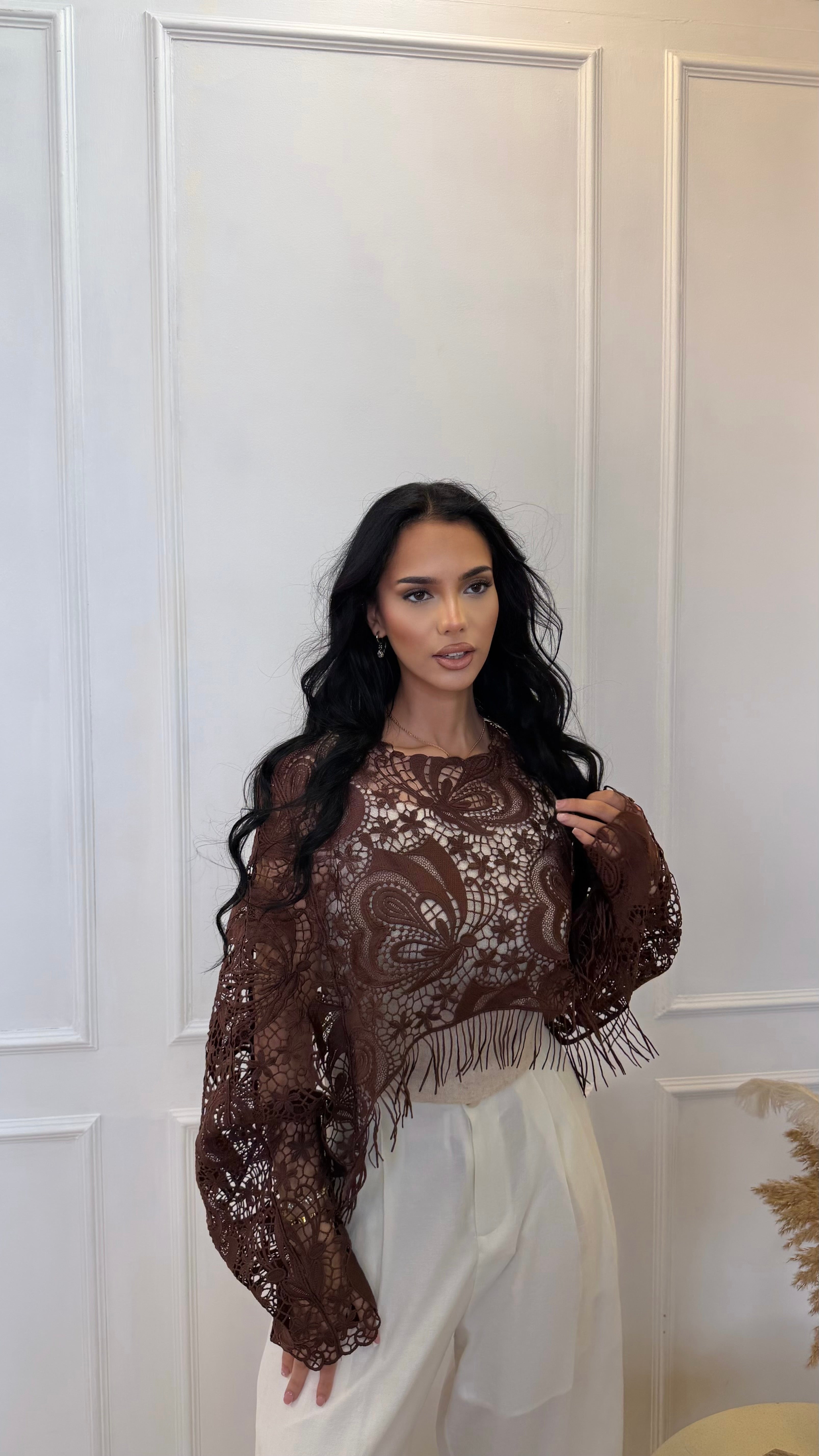Boho Openwork Asymmetrical Shawl / Layering Topper