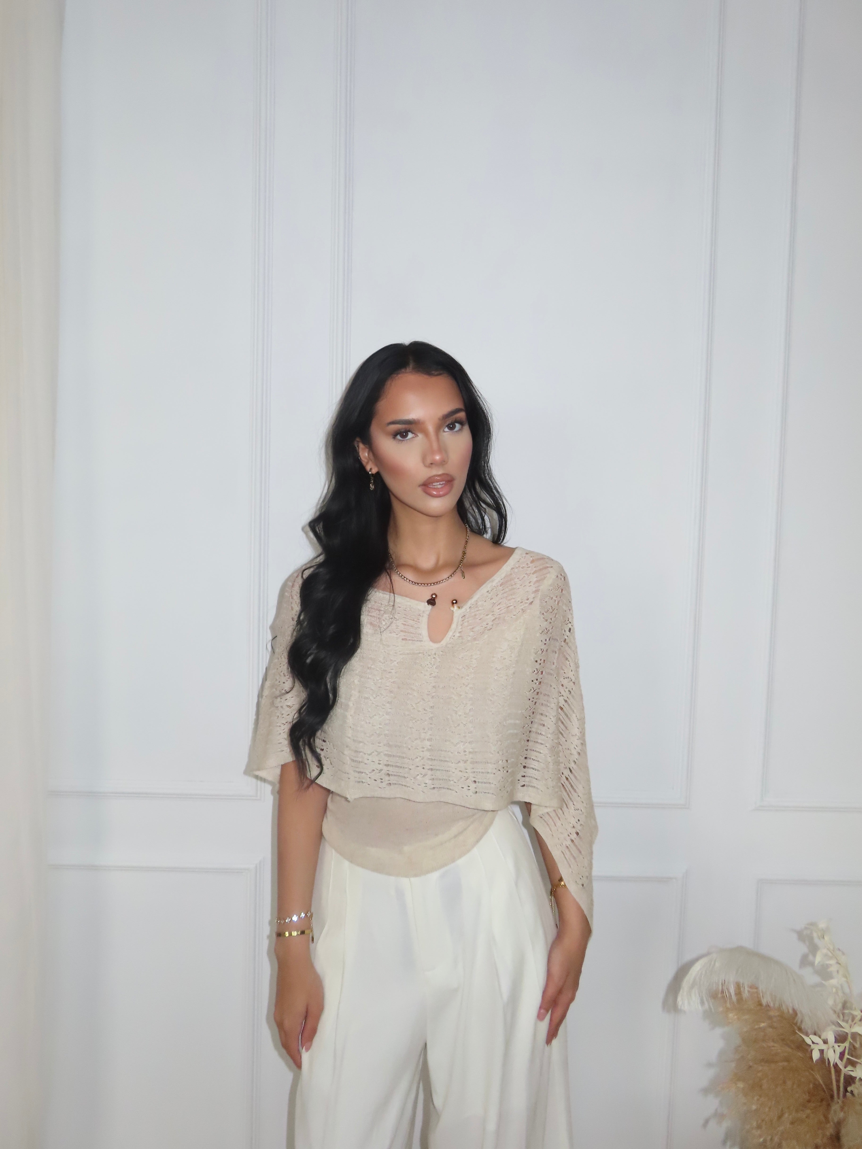 PRE- ORDER Jewelled Neck Knit Overlay Two Piece Set