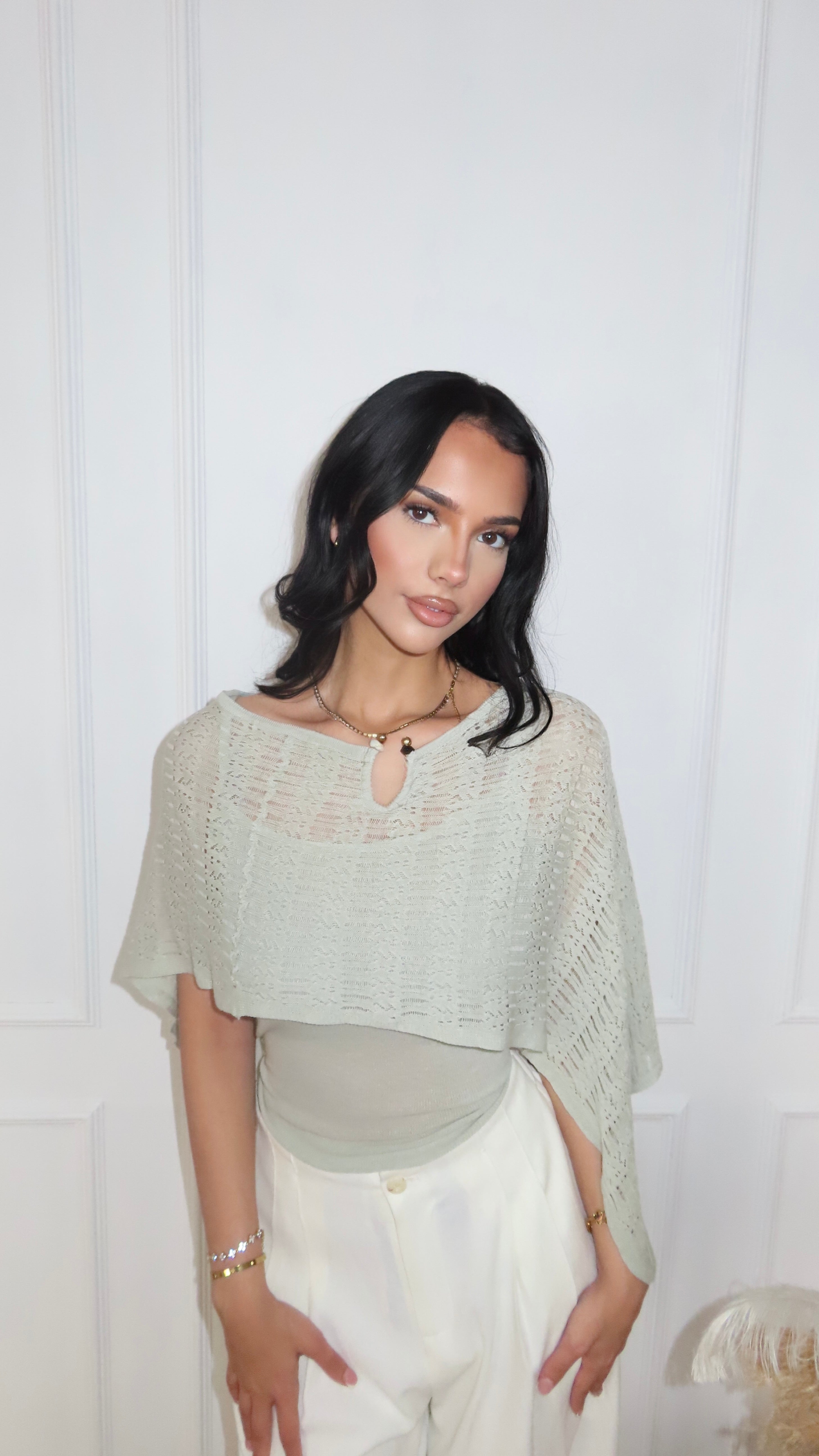PRE- ORDER Jewelled Neck Knit Overlay Two Piece Set