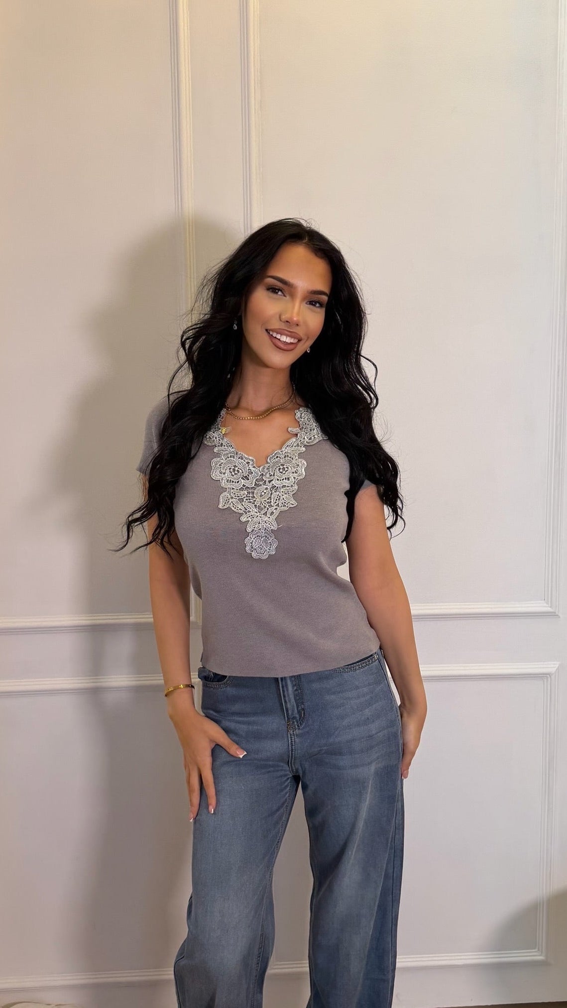 Floral Lace Knit Top