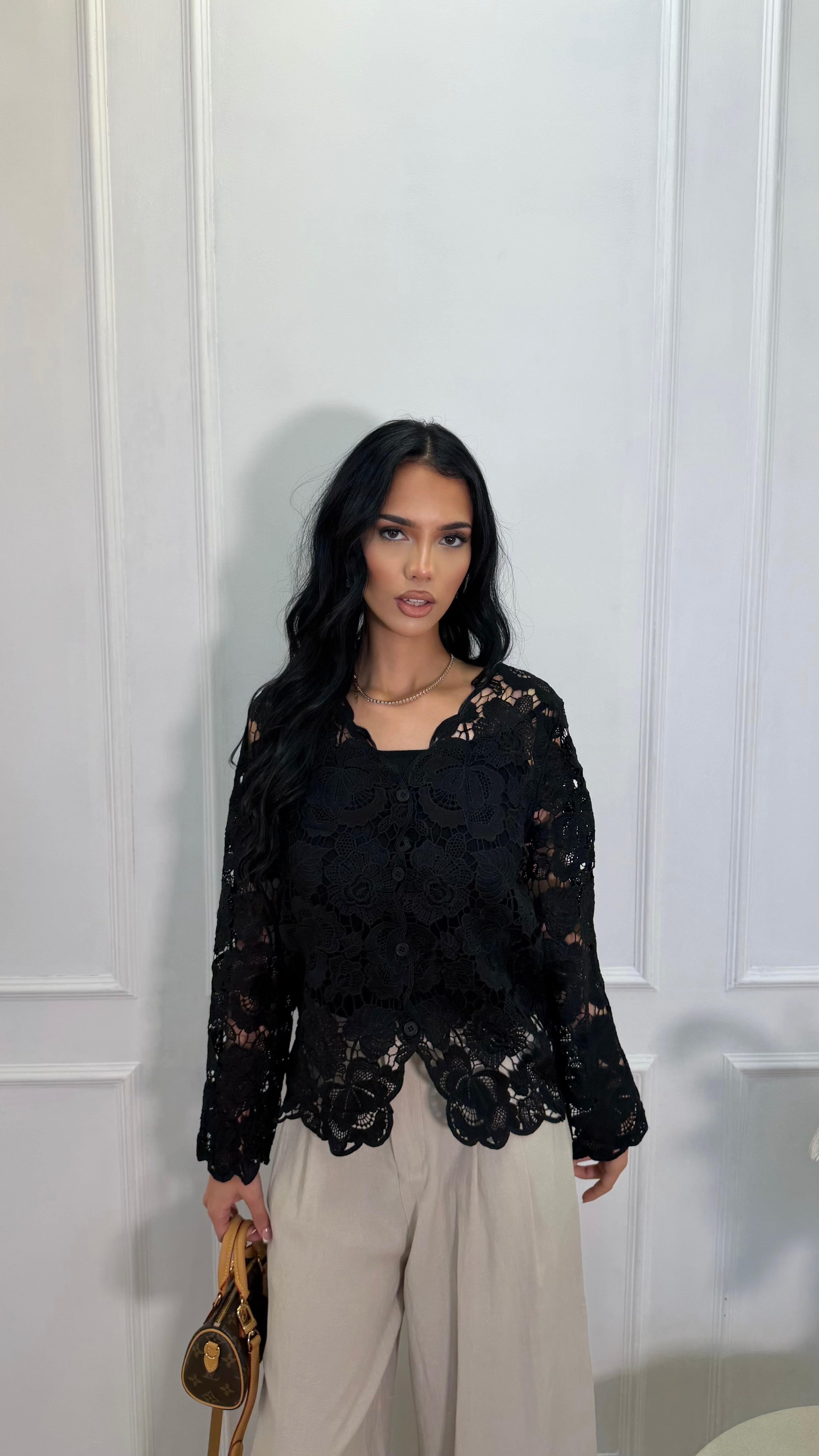 Floral Lace Button-Up Blouse