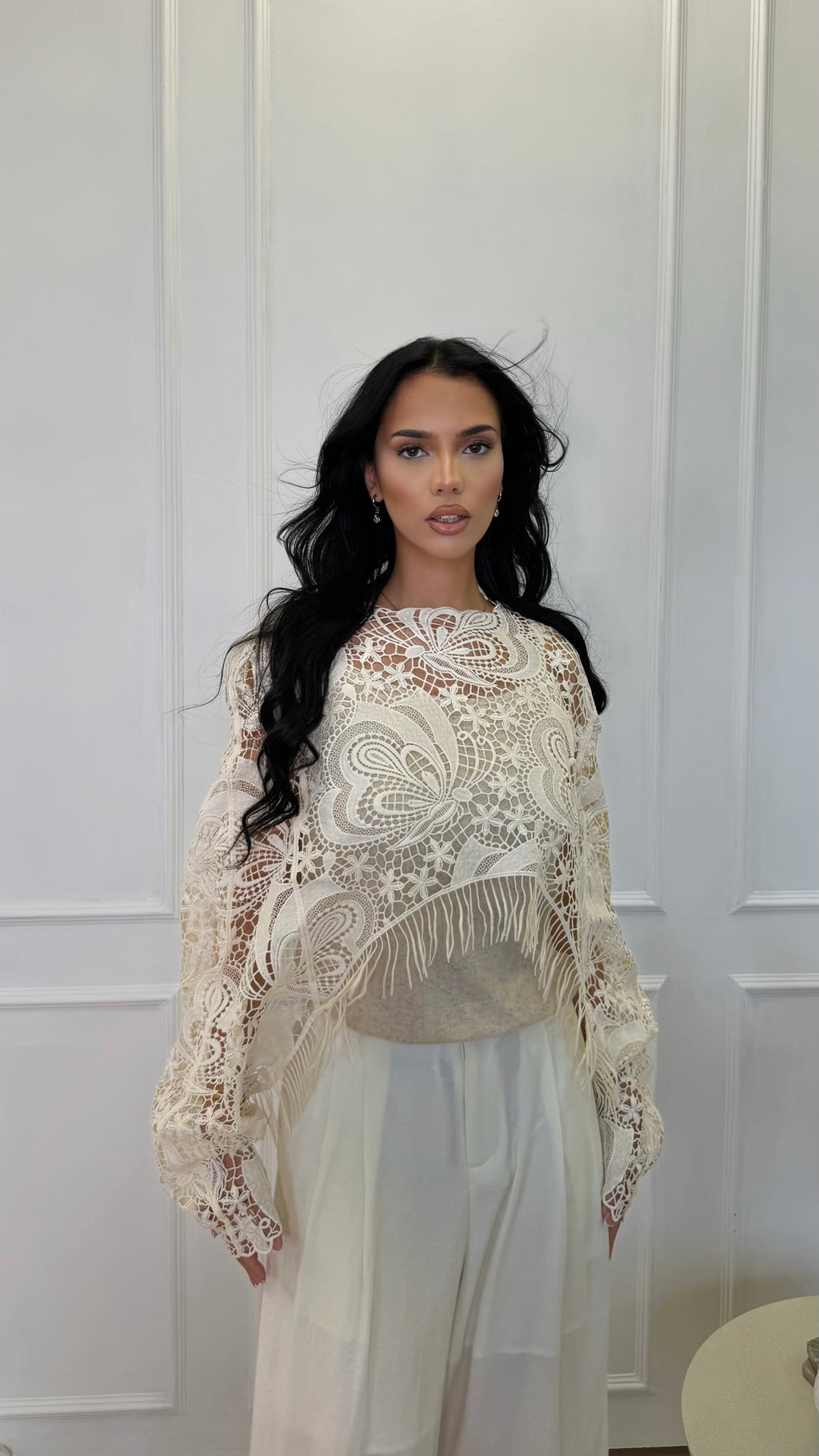 Boho Openwork Asymmetrical Shawl / Layering Topper