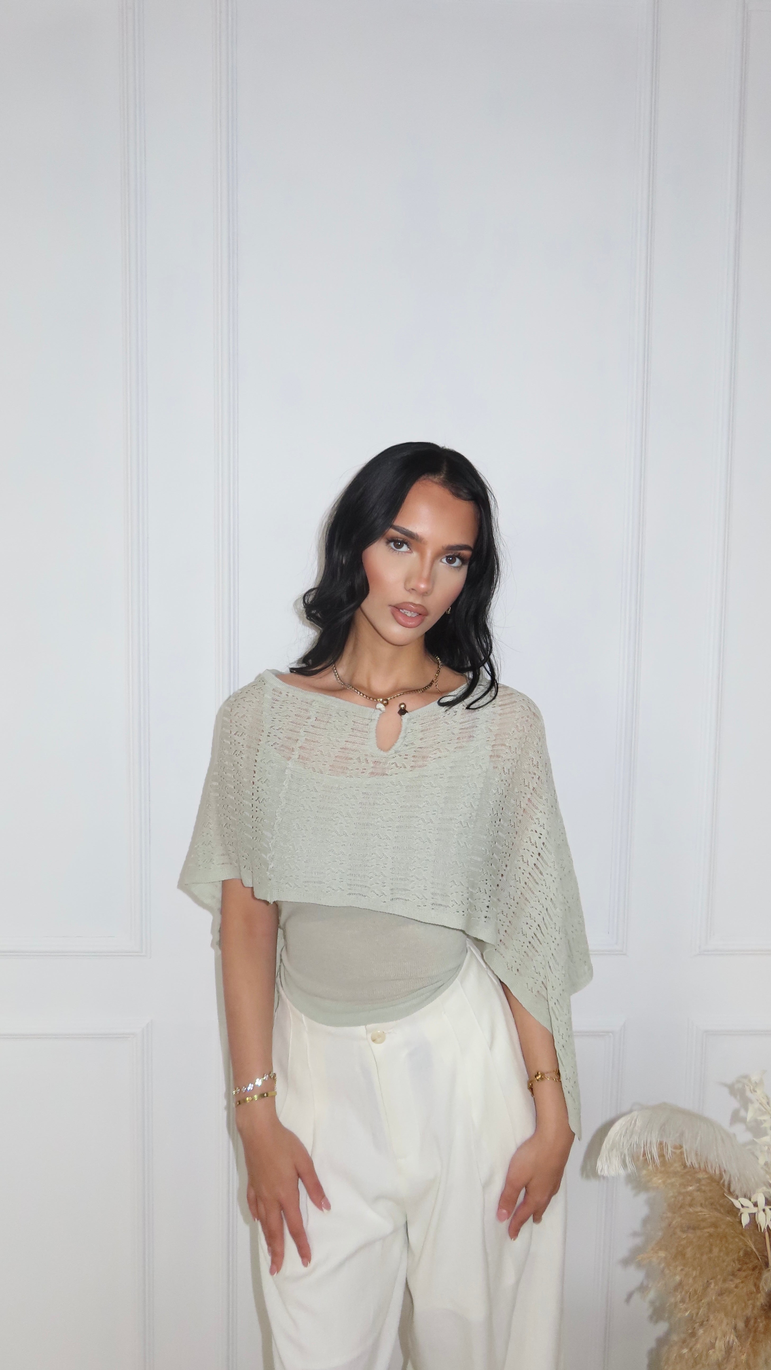 PRE- ORDER Jewelled Neck Knit Overlay Two Piece Set