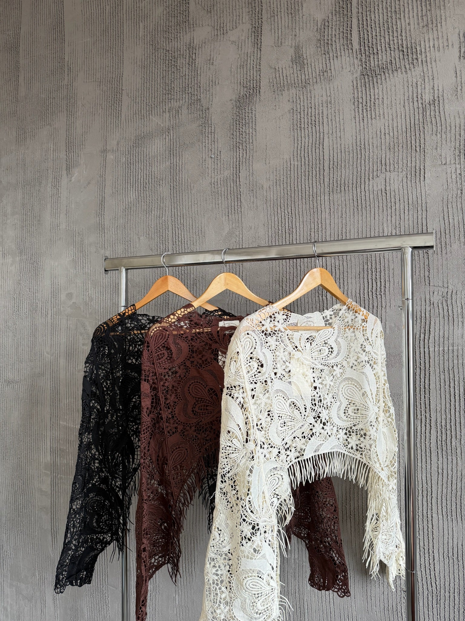Boho Openwork Asymmetrical Shawl / Layering Topper