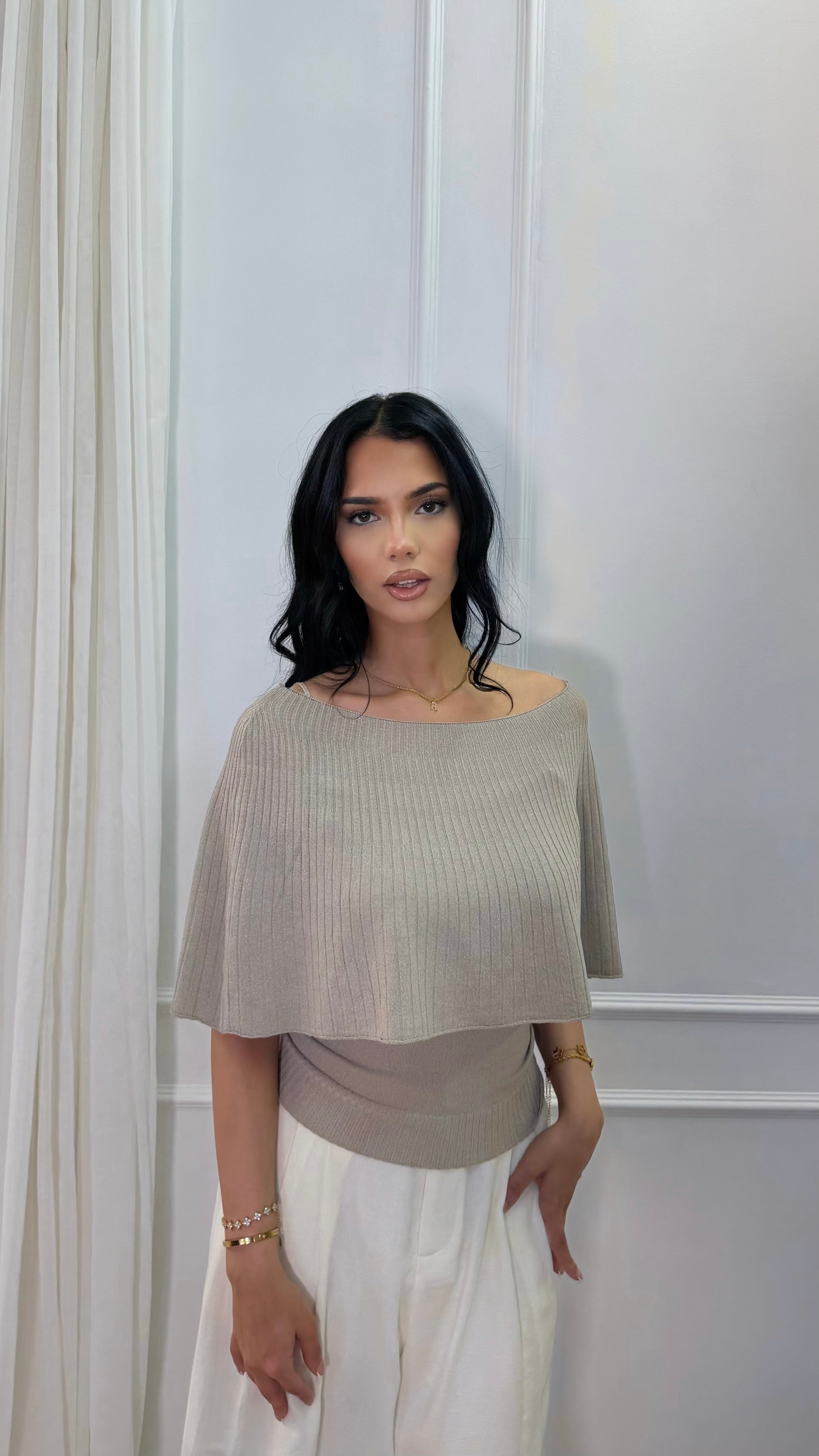 Ribbed Overlay Knit Top