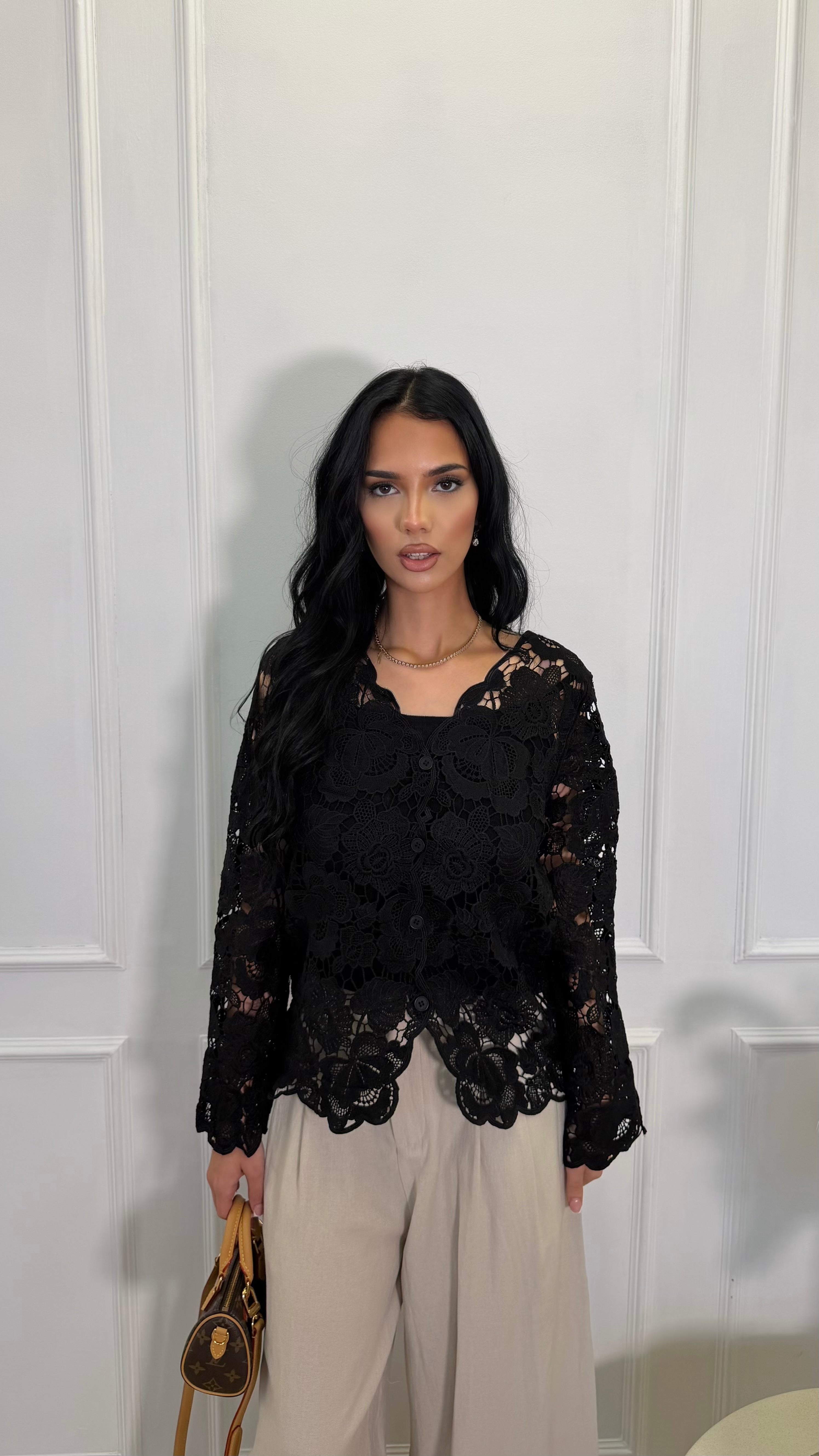 Floral Lace Button-Up Blouse